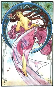 Póster Dance 1898 la danse Alphonse Mucha art nouveau interiores del hogar - Imagen 1 de 1