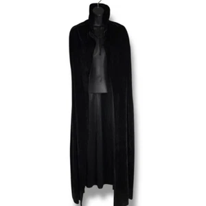 Black Velour Cape Collar Goth Costume Long Length - Picture 1 of 15