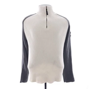 Nautica Jeans Co. Knit White Gray Long Sleeve Quarter Zip Sweater Mens XL - Picture 1 of 10