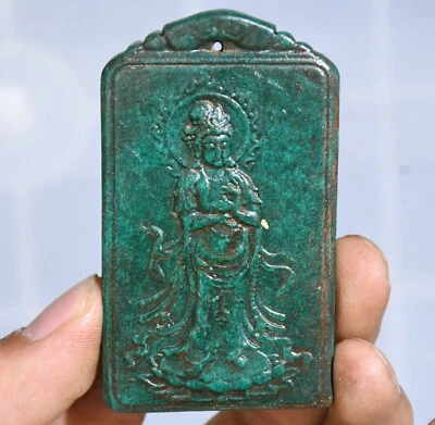 Colgante Buda Kwan-yin GuanYin Quanyin talla turquesa dinastía China antigua de 2,9" Foto 1 de 4