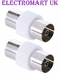 2 X TV AERIAL FEMALE TO FEMALE COAX COAXIAL COUPLER JOINER CONNECTOR ADAPTOR - Picture 1 of 1