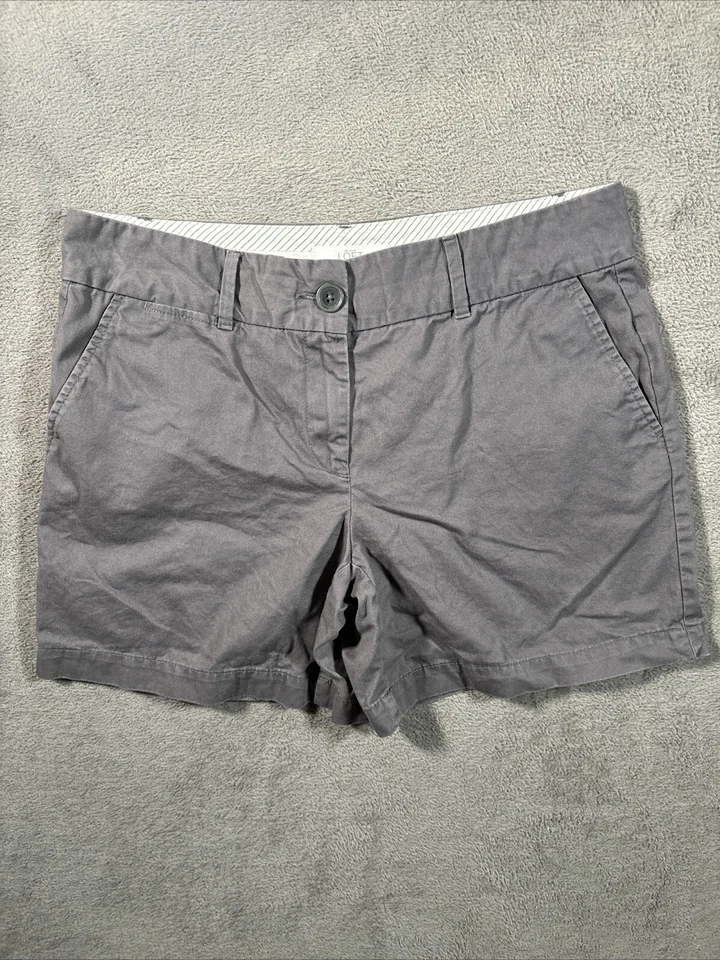 Ann Taylor 短裤女式 6 灰色 Chino The Riviera 短商务休闲 32 英寸平底 — 第 1/4 张图片