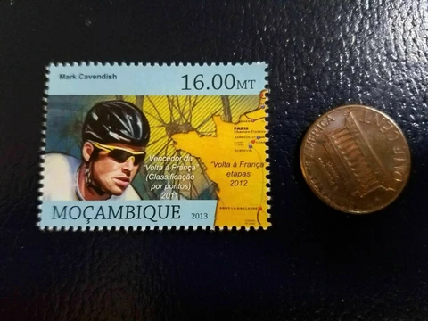 Mark Cavendish Road Racing Cyclist 2013 Mocambique Perforated Stamp Cover