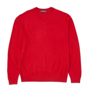 Hart Schaffner & Marx Sweater XL Mens Red 100% Merino Wool V Neck Pullover New - Picture 1 of 4
