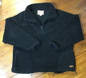 Woolrich Women XL Black Pull Over Sherpa Jacket 1/4 Zip 2 Pockets Hem Cinch 6-11 - Picture 1 of 8
