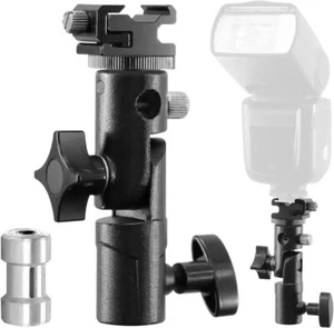 Camera Flash Speedlite Mount Swivel Bracket E-type Cold Shoe Umbrella Holder - Picture 1 of 12