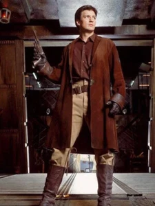 Handmade Firefly Malcolm Reynolds Brown Leather Costume Coat for Men and Women - Picture 1 of 6