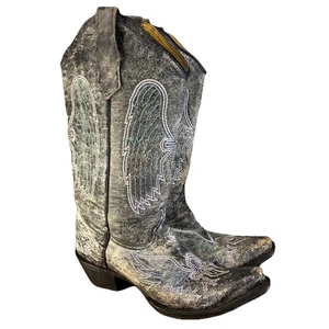 Botas occidentales Circle G para mujer de cuero verde tostado de 8,5 m bordadas alas cruzadas - Imagen 1 de 17