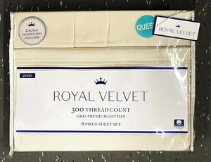 Royal Velvet Queen 100% Premium Cotton 6 pc Sand Sheet Set 300 TC - Picture 1 of 5