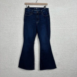 Hollister Jeans Womens 10 Short Blue High Rise Flare Soft Stretch Zip Fly Denim - Picture 1 of 14