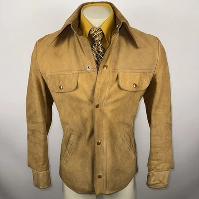 De Colección Años 60 70 Sears Chaqueta Gamuza Cuero Abrigo Ocio Discoteca De Colección Pequeña Para Hombres 38 Foto 1 de 4