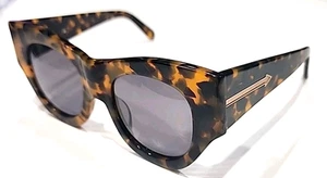 Karen Walker Faithful Large Tortoise Gray Oversized Cat Eyes Bulky Sunglasses - Picture 1 of 10