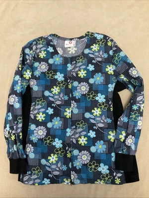 Chaqueta Médica Cruz Blanca Mediana Mujer Cremallera Floral Azul Verde Gris Foto 1 de 4
