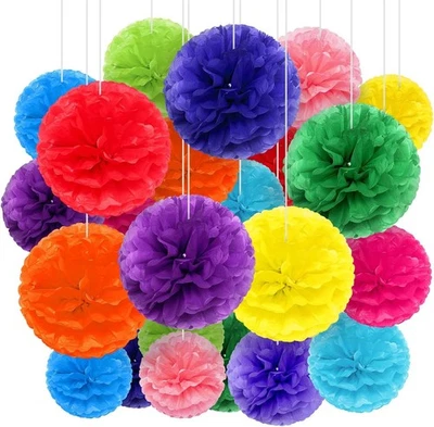 5 Pcs Tissue Paper Pom Poms 16 inches for Wedding, & Party Decorations - Image 1 of 4