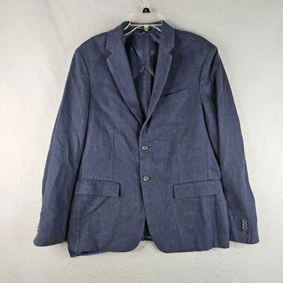Blazer Banana Republic Para Hombres 42R Azul Espiga Calce Ajustado Lino Algodón 2 Botones Foto 1 de 4