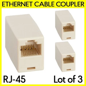 3PCS Ethernet Cable Coupler RJ45 Jack Cat5e Cat6 Network Cord Extender Connector - Picture 1 of 4