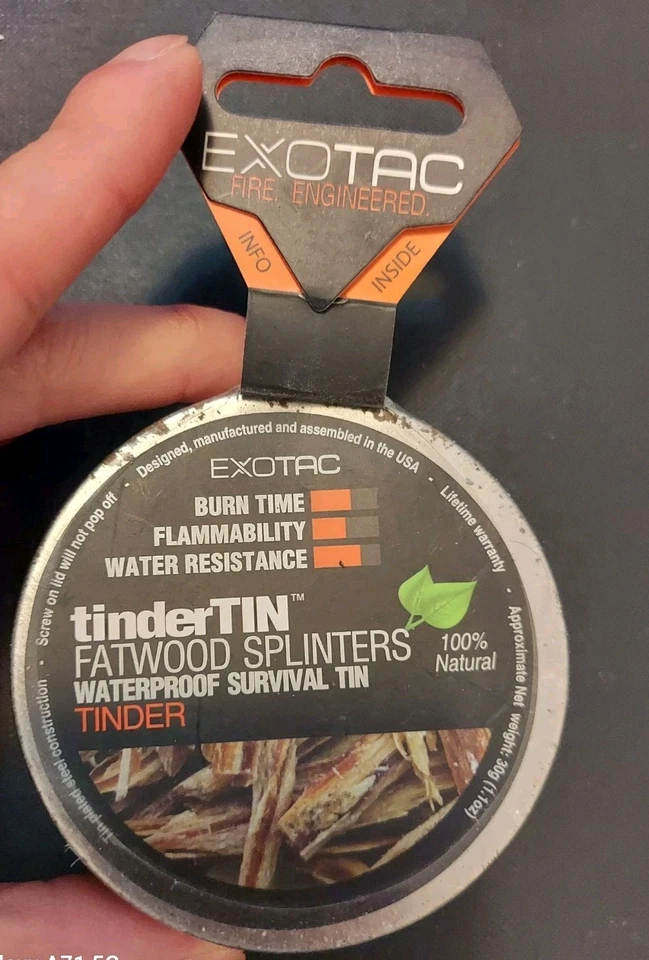 Exotac Tinder Tin Nos, camping, sobrevivência, deserto - Imagem 1 de 3