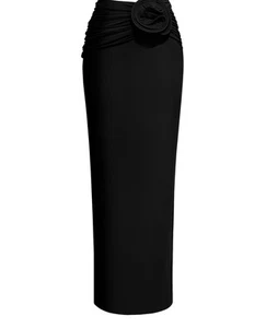 H&M X Magda Butrym Rose Appliquéd Maxi Skirt Black Limited XXL&XL. NWT. Sold Out - Picture 1 of 4