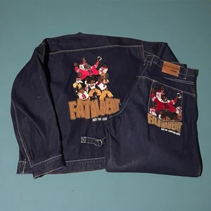Platinum Fubu Fat Albert Denim Outfit mens 2XL  (Jeans 40x34) Y2K Vintage - Picture 1 of 24