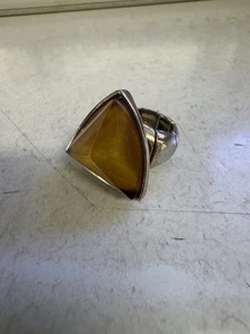 Vintage Amber Triangle Stone Elastic Ring Jewelry - Picture 1 of 19