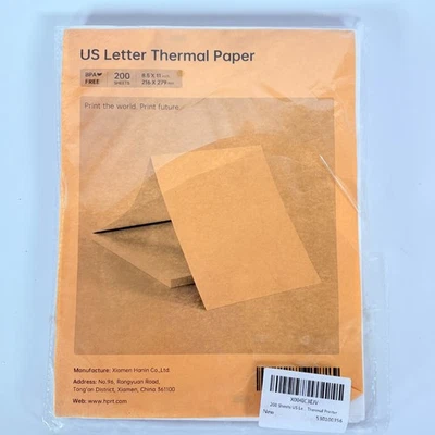 200 Sheets 8.5"x11"A4 Thermal Paper US Letter Size for M08F M834 MT800 PJ762 - Image 1 of 4