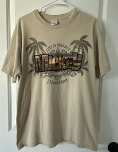 Disneyland “This is Paradise” Mickey Adult Large Tee, Pre-Owned, Cream Color - Picture 1 of 3