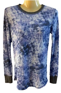 CUDDL DUDS WOMENS SZ SMALL GRAY/Purple Multi Color Thermal Blouse Top Shirt - Picture 1 of 3
