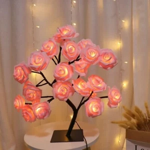 LED Rose Tree Lamp Pink RGB Table Lights Gifts Party Home Decor US Brand New - Picture 1 of 4