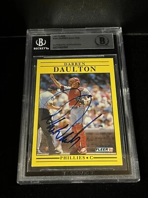 Béisbol Fleer 1991 automático Darren Daulton #393 Philadelphia Phillies D2017 BAS BGS Foto 1 de 3