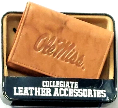 Ole Miss Rebels Embossed Leather Tri-Fold Wallet New Rico Industries Cover