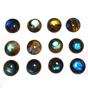 Lote de piedras preciosas sueltas cabujón redondo de labradorita natural 17 piezas 12 mm 100 CT - Imagen 1 de 6