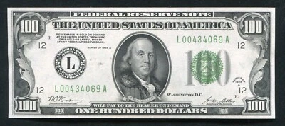 FR. 2151-L 1928-A $100 FRN “GOLD ON DEMAND” SAN FRANCISCO, CA GEM UNCIRCULATED - Image 1 of 2