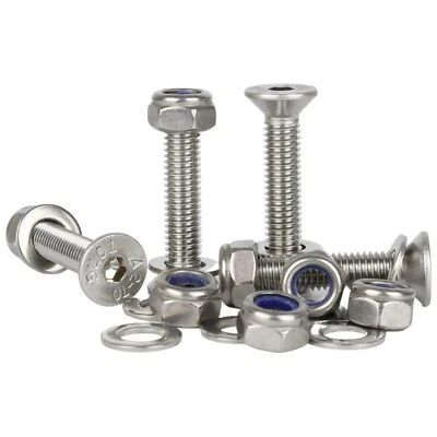 BOLT BASE M5 M6 M8 M10 Socket Countersunk Screws Nyloc Nuts & Washers Kit Stainless Steel