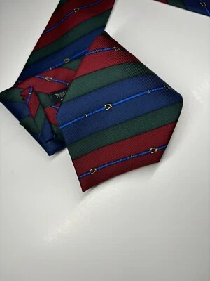"Corbata a rayas roja verde y azul NINA RICCI Paris 57"" vintage 100 % seda" Foto 1 de 4