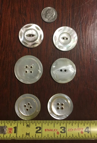 Antique Lot Of 6 Carved Mother Of Pearl MOP Abalone Buttons Cover