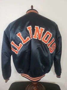 🔥🚨Vintage Chalk Line L University Of Illinois Starter Style Spellout Jacket! - Picture 1 of 12