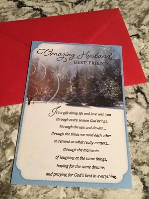 JOYFULLY YOURS GREETING CARD Merry Christmas Amazing Husband, Best Friend 5”x7” Religious Greeting Card