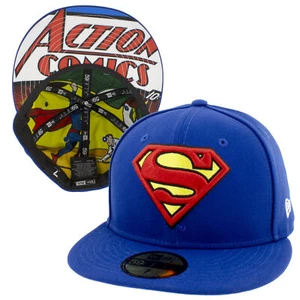 Superman Action Comics #1 Underside Print New Era 59Fifty Fitted Hat Blue - Picture 1 of 70