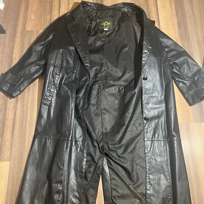 Avanti Ladies Large Button Down Genuine Lamb Black 47" Trench Coat "NEW" - Image 1 of 4