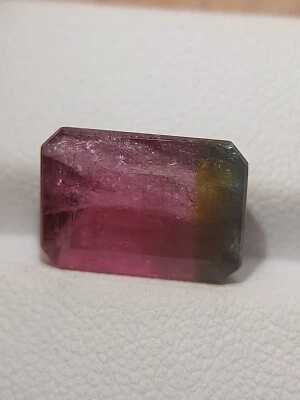 Brazilian bi color tourmaline gemstone - faceted natural multi color Tourmaline - Image 1 of 4