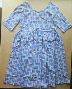 NWT HANNA ANDERSSON BLUE BUTTERFLIES PURPLE SKATER DRESS WITH POCKETS 130 8 - Picture 1 of 5
