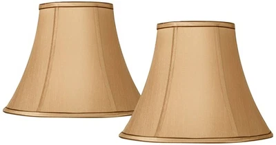 Juego de 2 pantallas de lámpara de campana Softback marrón tostado mediano 7x14x11 remate de arpa araña Foto 1 de 4