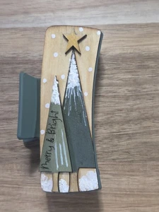 Hand Painted Wood Cut Christmas Tree Claw Clip 4.1" - Picture 1 of 2