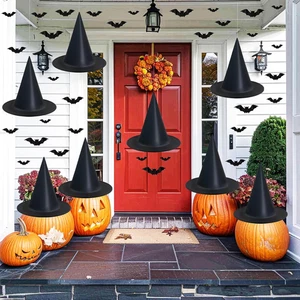 Witch Hats 8 Pack Halloween Witches Hat with 108 Feet Hanging Rope & 32Pcs 3D Ba - Picture 1 of 6