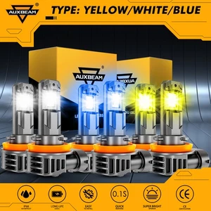 AUXBEAM H11 H8 LED Fog Light Bulbs Kit 60W 16000LM Bright White/Yellow/Ice Blue - Picture 1 of 15