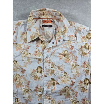 Camisa de coser Marc Ecko corte para hombre L cara floral occidental manga larga perla a presión *Leer Foto 1 de 4