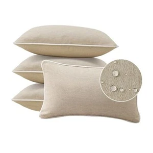 Decorative Outdoor Indoor Lumbar Pillows, Set of 4 20"x12" (Pack of 4) Tan - Picture 1 of 7