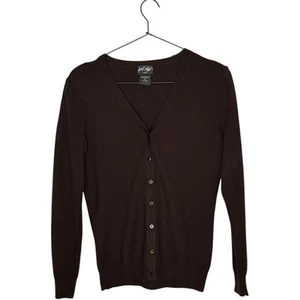 Lord & Taylor Size Small Pet Brown 100% Merino Wool BF V-Neck Cardigan Sweater - Picture 1 of 8