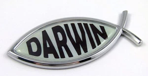 Darwin Evolve Jesus Fish Car bike Auto Chrome Emblem Decal Sticker Ichtus Pisces - Imagen 1 de 2