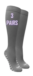 3 Pairs Mens Graduated Mild COMPRESSION 8-15 mmHg Over The Calf Gray Socks - Picture 1 of 6